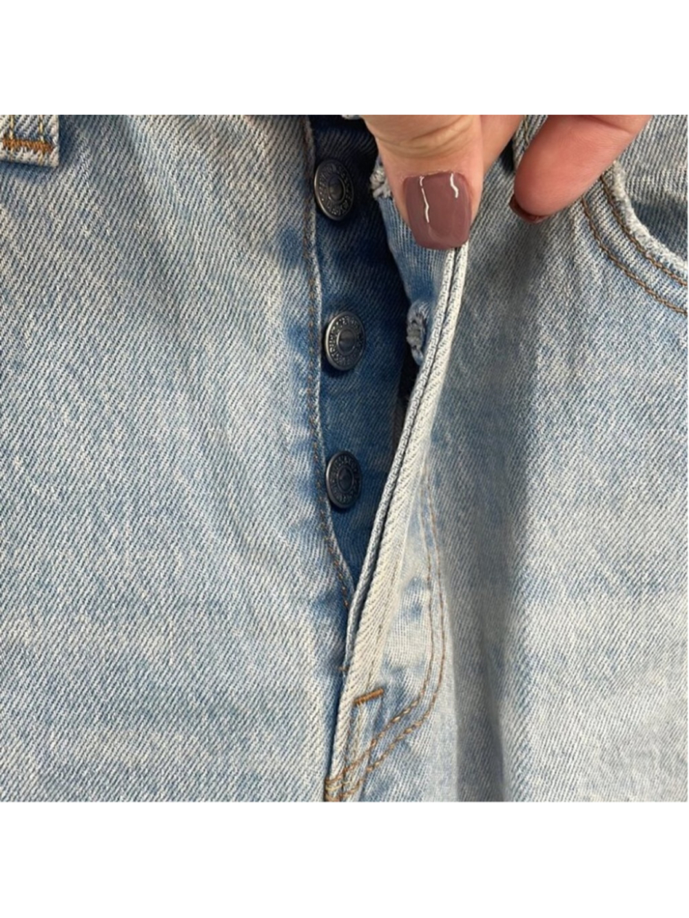 LEVI’S 501 premium logo tape jeans light wash y2k sz 27 button fly spell out - Picture 10 of 13